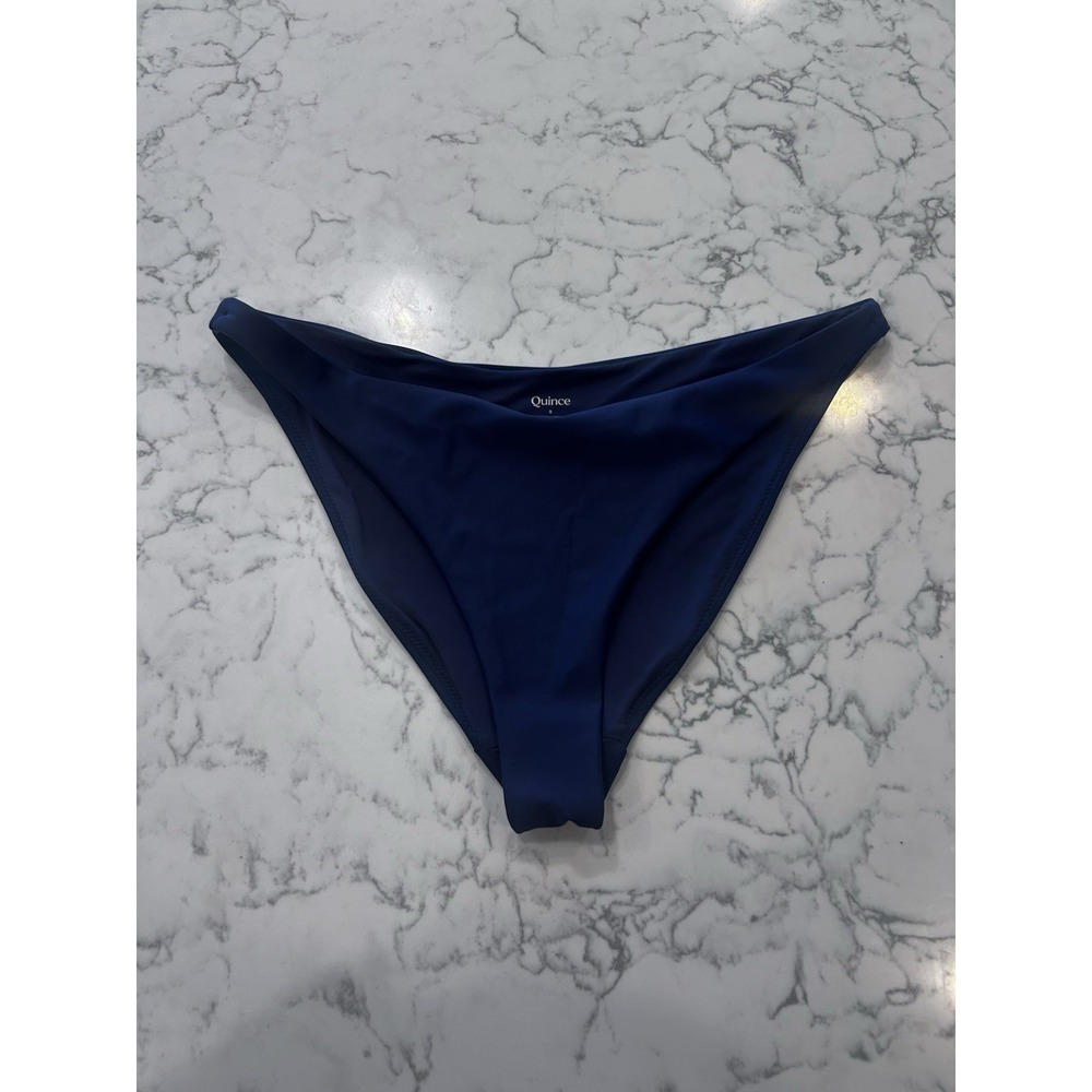 Quince Deep Navy Italian Low Rise Bikini Bottoms Size Small